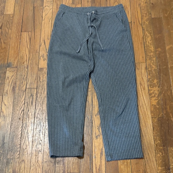 LOFT Charcoal Pinstripe Drawstring Business Casual Sweatpants Trousers Small EUC - Picture 6 of 6